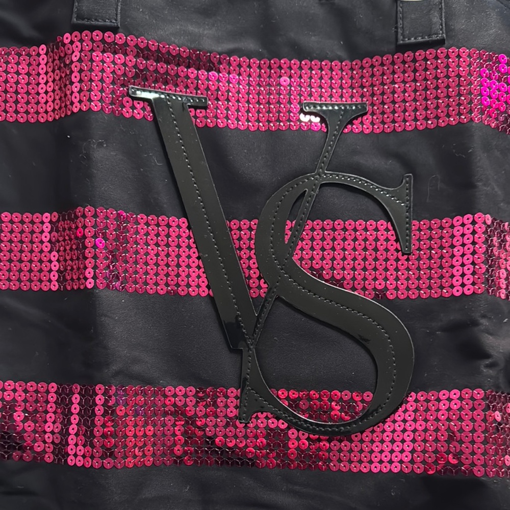 Victoria's Secret Black and Pink Tote Bag - Picture 5 of 5